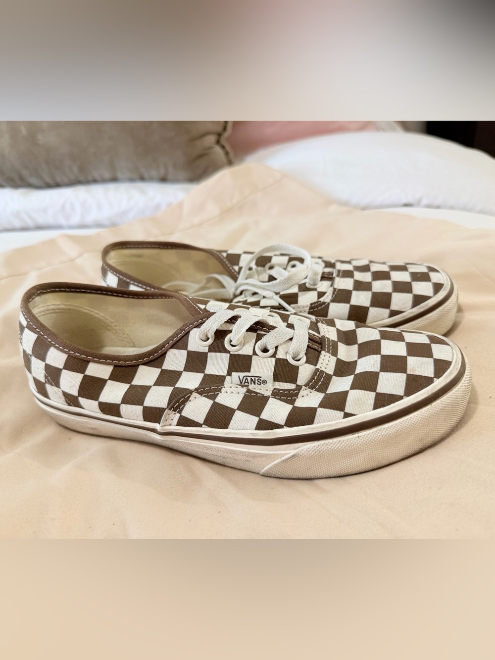 Vans Brown & White Checkerboard Authentic Sneakers